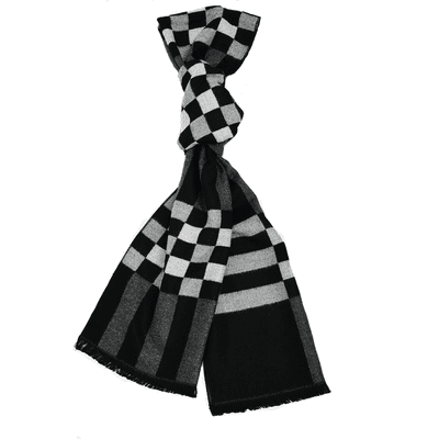 Men's Black Plaid and Stripes Scarf