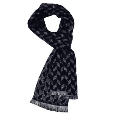 Men's Navy Scarf with a Herringbone Design