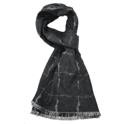 Mens's Grey & White Checked Scarf