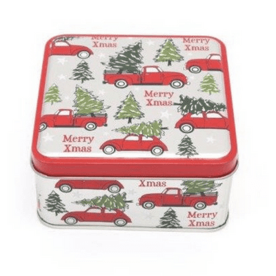 Merry Xmas Apline Car Square Metal Tin