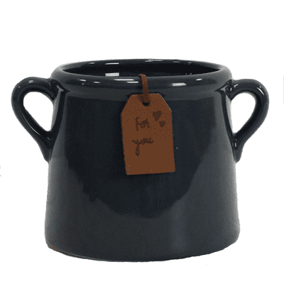 Navy Ceramic Pot With Twin Handles