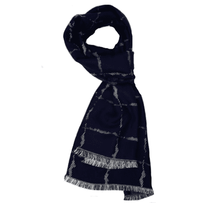 Navy Square Checked Men's Scarf