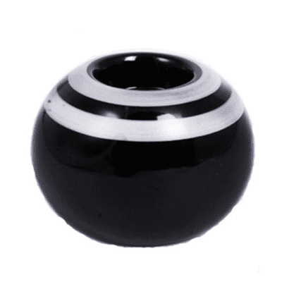 Naxos Ceramic tea light holder in Black with Grey lines around it