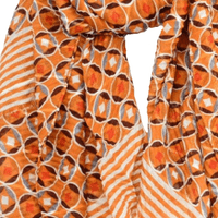 Orange Stripes And Circles Lightweight Scarf