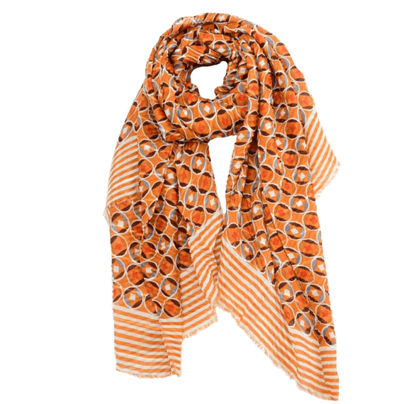 Orange Stripes And Circles Lightweight Scarf