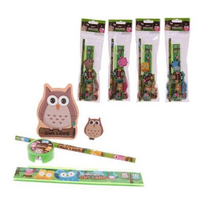 Owl Land Design Kids Five Piece Stationery Set