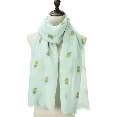 Pale Green Scarf with Pineapple Design