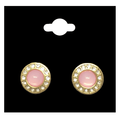 Pale Pink Opal and Crystal Stud Earrings