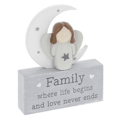 Pebble Angel Moon Family Plaque From Shudehill