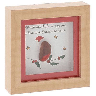 Pebble Glass Xmas Plaque With Robin From Shudehill