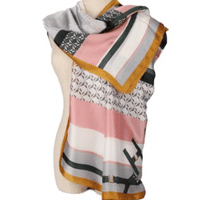 Pink Lightweight Fashion Scarf Lines And Frames Design