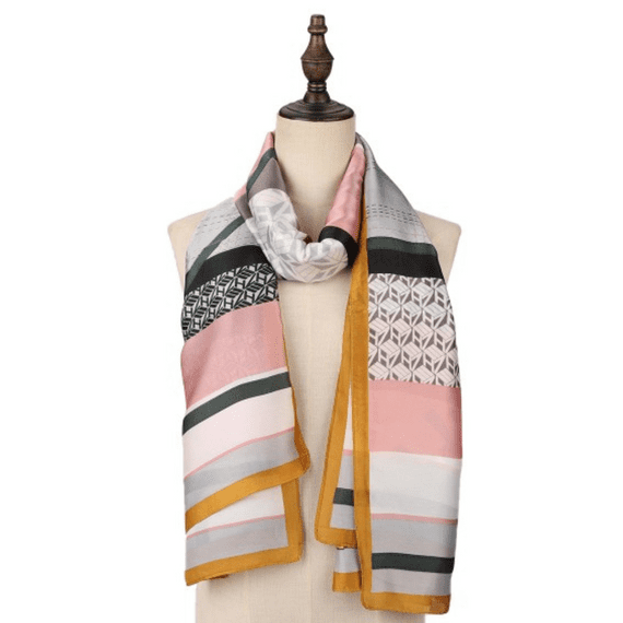 Pink Lightweight Fashion Scarf Lines And Frames Design