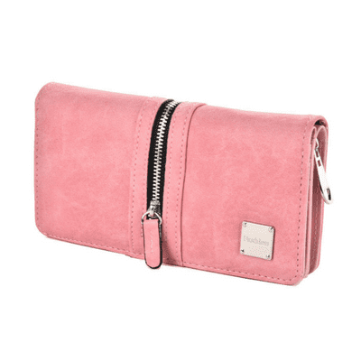Pink Zipper Design Long Purse Wallet