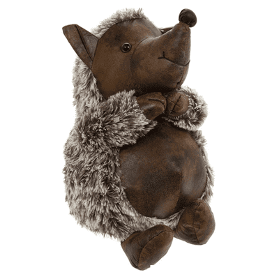 Plush Hedgehog Faux Leather and Faux Fur Doorstop