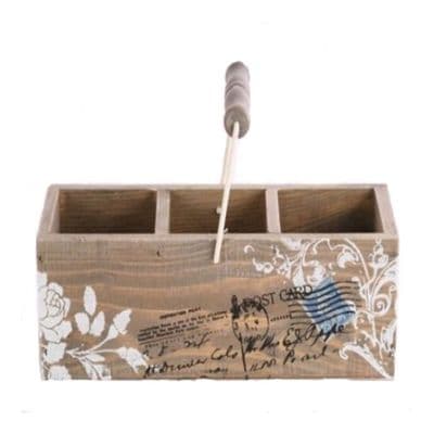 Postcard print wooden bottle holder