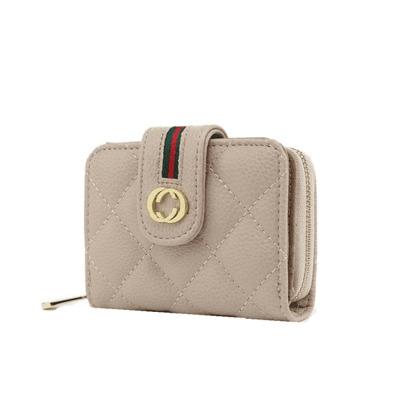 Quilted Design Medium Size Purse In Nude