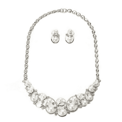 Rattan Pearl and Crystal Jewellery Set