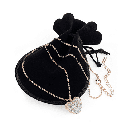 Rose Gold Colour Crystal Heart Chain Necklace