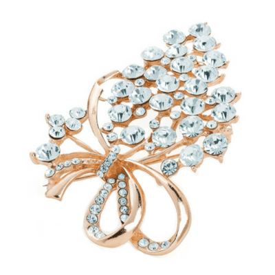 Rose Gold Colour Grape and Bow Design Costume Brooch