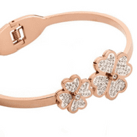 Rose Gold Diamante Flower Design Bangle