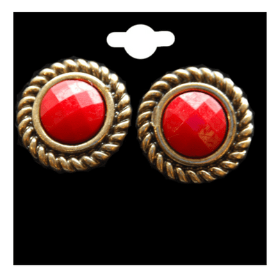 Round Stud Earrings Trimmed In An Antique Gold Colour Twisted Design