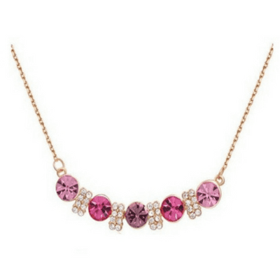 Roxi Austrian Pink Crystals presented on a Gold Chain