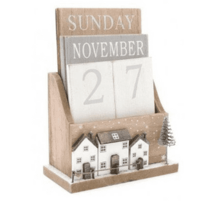 Scandi Village Scene Wooden Advent Countdown