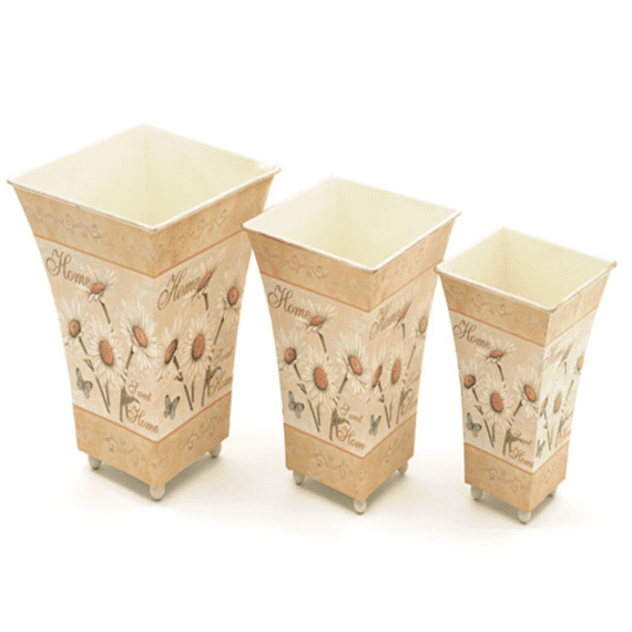 Set of three Metal Planters in a lovely Daisy design