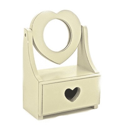 Shabby Chic Small Cream Drawer & Heart Shaped Mirror