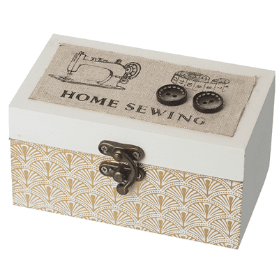 Shabby Chic White Wooden Sewing Box