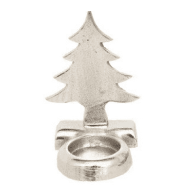 Silver Aluminium Festive Design Tea Light Holder