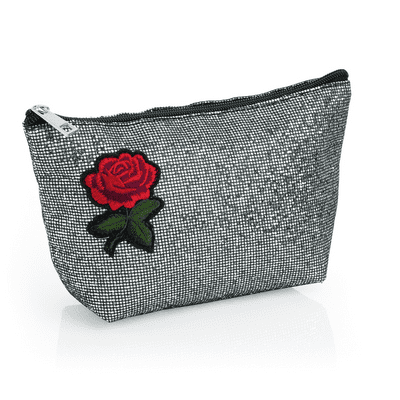 Silver and Black Sparkle Cosmetic Bag