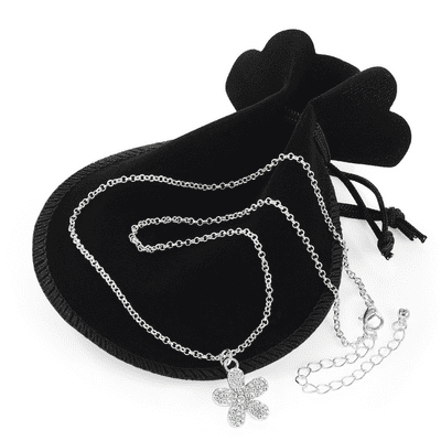 Silver Coloured Flower Design Crystal Pendant Necklace