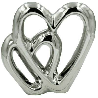 Silver Tone Double Heart Ornament