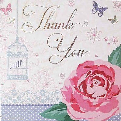 Simon Elvin Flowers and Butterflies Design Thank You Card