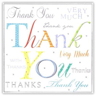 Simon Elvin Multi Coloured Text Thank You Card