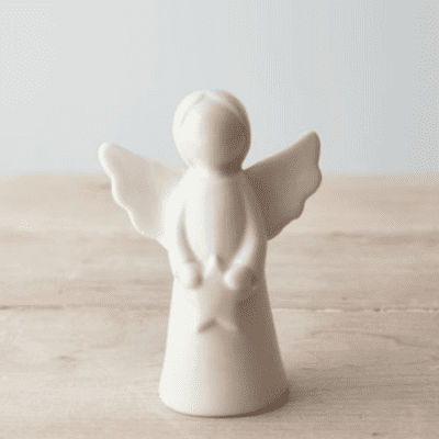 Simple White Free Standing Angel Holding A Star