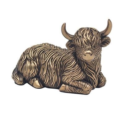 Sitting Bronzed Highland Cow From The Leonardo Collection