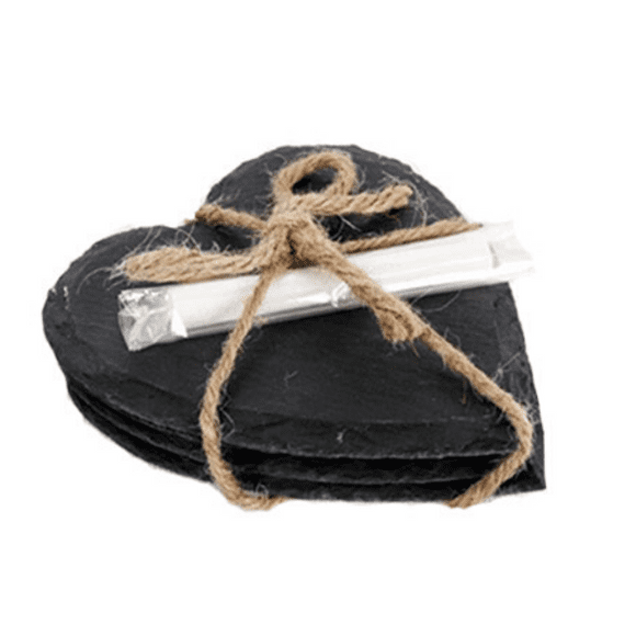 Slate Heart Shape Coasters Set Of Four