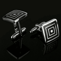 Square Silver and Black Men's Cufflinks