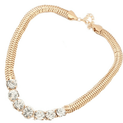 Stylish Crystal Inlay Set On A Thick Golden Chain