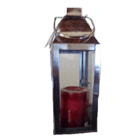 Tall Metal Lantern with engraved heart detail