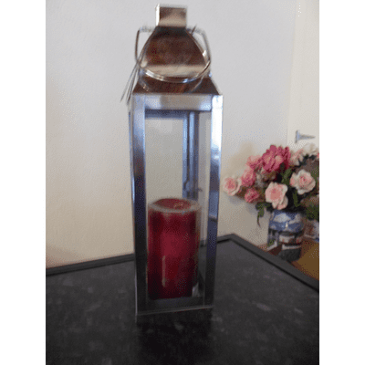 Tall Metal Lantern with engraved heart detail