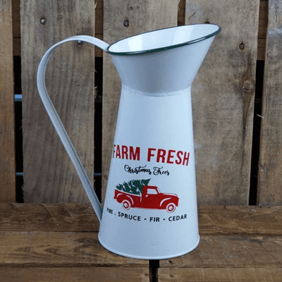 Tall White Christmas Farm Fresh Jug