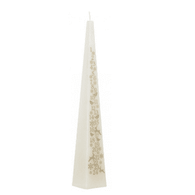 Traditional Meltdown Pyramid Shape Advent Candle In Winter White