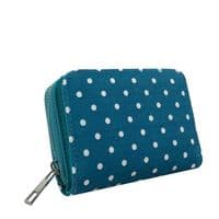 Turquoise Polka Dot Short Purse Wallet