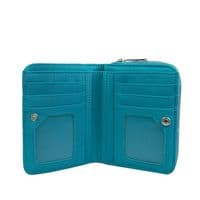 Turquoise Polka Dot Short Purse Wallet