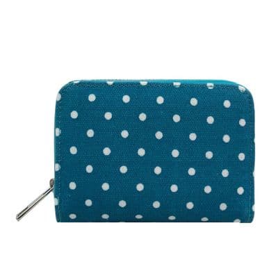 Turquoise Polka Dot Short Purse Wallet