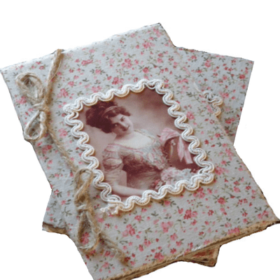 Vintage Wooden & Floral Fabric Sewing Box with String Bows