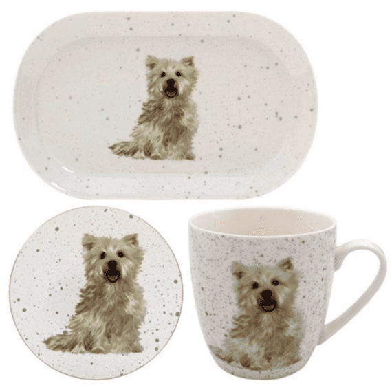 Westie Design Matching Mug, Coaster and Tray Set From The Leonardo Collection